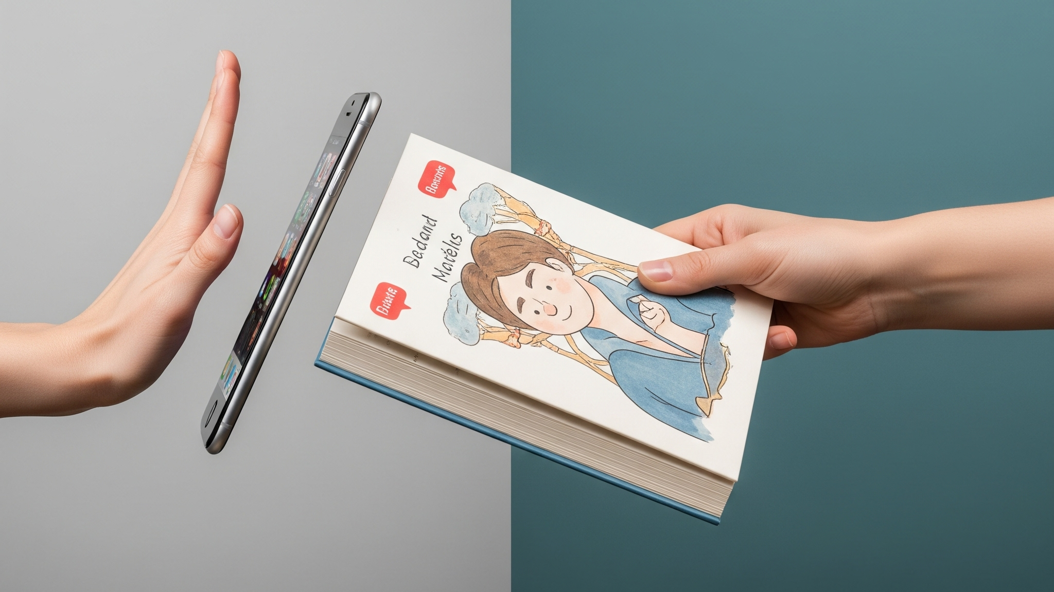 Imagen conceptual de reemplazar un mal hábito por uno positivo, mostrando una elección consciente para cambiar el comportamiento y mejorar la vida.